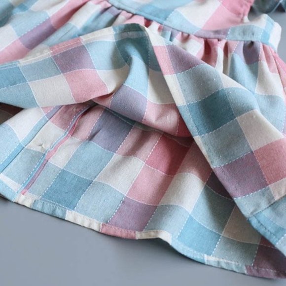 Care Bears Dress girl outfit Spring First Birthday Clothes plaid pink gingham - Picture 5 of 7